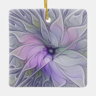 Verbluffende moderne abstracte fractale kunst bloe keramisch ornament