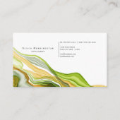 Verbluffende moderne groene goudmonogram met gemar visitekaartje (Achterkant)