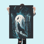 Verbluffende Natuur scène van een Howling Wolf Nat Poster