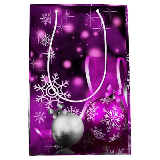 Verbluffende Paarse kersttone met gemiddelde cadea Medium Cadeauzakje (Voorkant)