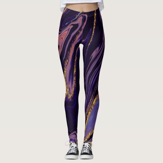 Verbluffende Paarse marbleLeggings Leggings (Voorkant)