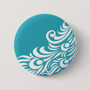 Verbluffende Peacock Feather Silhouette Print Ronde Button 5,7 Cm