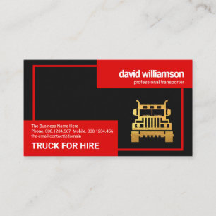 Verbluffende Red Box Border Gold Truck Trucker Visitekaartje