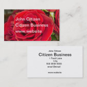 Verbluffende rode roos visitekaartje (Voorkant / Achterkant)