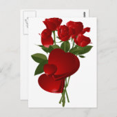 Verbluffende rode rozen en harten briefkaart (Voorkant / Achterkant)