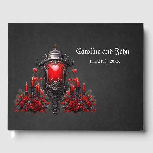 Verbluffende rode rozen en poortontwerp. gastenboek (Voorkant)