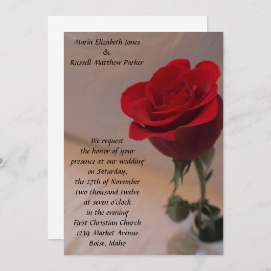 Verbluffende rode rozenweddenschap kaart (Voorkant / Achterkant)