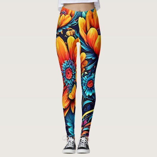 Verbluffende Roos bloemkleur Leggings (Voorkant)