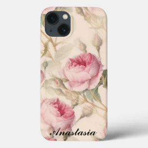 Verbluffende roze rozen met jouw naam iPhone 13 hoesje