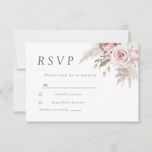 Verbluffende Rozen met een stevige roze bruiloft RSVP Kaartje (Voorkant)