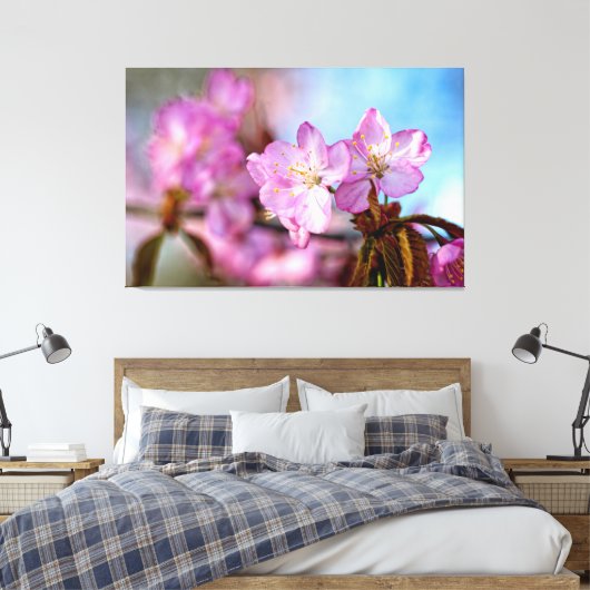 Verbluffende Sakura-bloemen in Springtime Canvas Afdruk (Insitu (Slaapkamer))