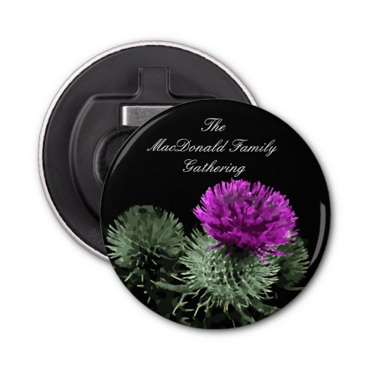 Verbluffende Schotse distel Button Flesopener (Voorkant)