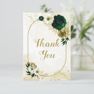 Verbluffende smaragdgroene ivoorgoudbloemen bedankkaart