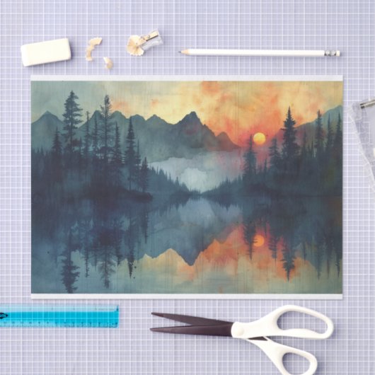 Verbluffende Sunset aquarel schilderij Tissuepapier (Craft)