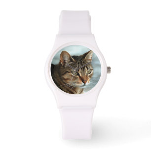 Verbluffende tabby Cat Close Artistic Portrait Horloge