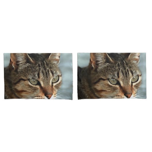 Verbluffende tabby Cat Close Artistic Portrait Kussensloop (Voorkant-Set)