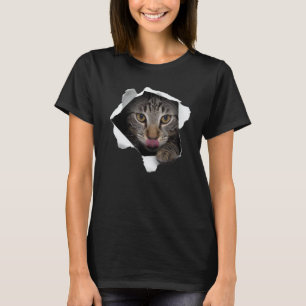 Verbluffende Tabby Kat Gescheurde Stof Kat Liefheb T-shirt