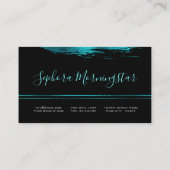 Verbluffende Teal Metallic Folie Verfstreek Visitekaartje (Achterkant)