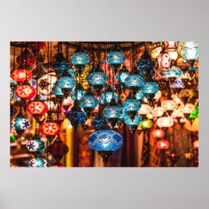 Verbluffende traditionele handgemaakte turkse lamp poster