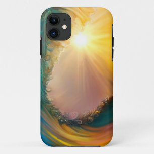 Verbluffende tropische golf bij zonsondergang iPhone 11 hoesje