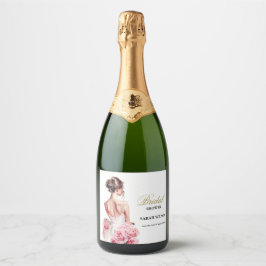 Verbluffende trouwjurk Vrijgezellenfeest op een bu Sparkling Wijnetiket