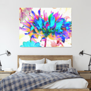 Verbluffende Waterverf regenboog Cactus Dahlia Canvas Afdruk