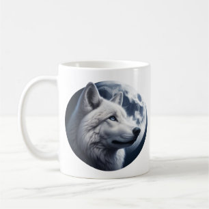 Verbluffende wolf en maan koffiemok