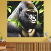 Verbluffende zilver Back Gorilla - Oerwoud King Canvas Afdruk (Insitu (Woonkamer))