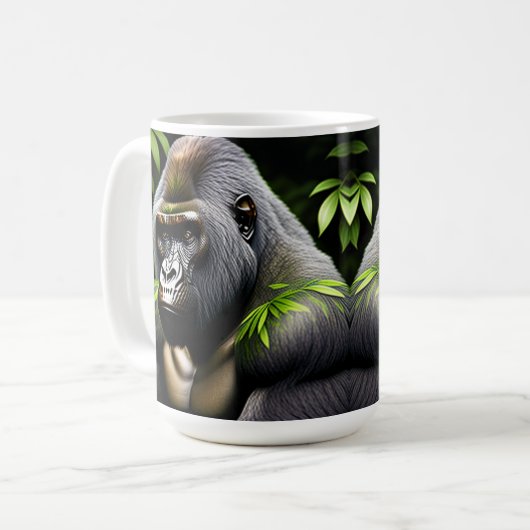 Verbluffende zilver Back Gorilla - Oerwoud King Koffiemok (Voorkant links)