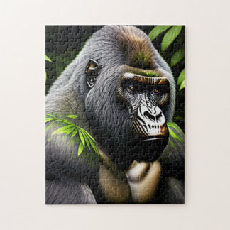 Verbluffende zilver Back Gorilla - Oerwoud King Legpuzzel
