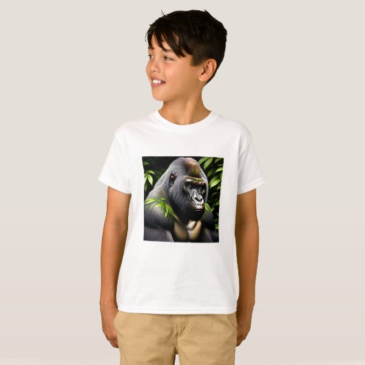 Verbluffende zilver Back Gorilla - Oerwoud King T-shirt (Voorkant volledig)