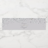 Verbluffende zilveren glitter waterfles etiket (Enkel label)