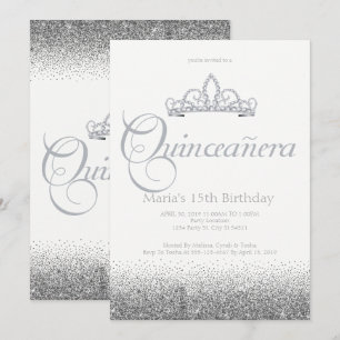 Verbluffende zilveren Quinceañera-uitnodigingen Kaart