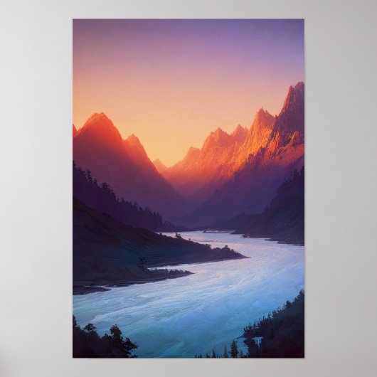 Verbluffende zonsondergang over een Serene Valley Poster (Voorkant)