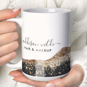 Verbluffende zwart en goud glitter script bedrijf koffiemok