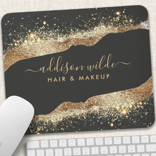 Verbluffende zwart en goud glitter script bedrijf muismat