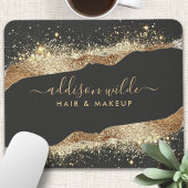 Verbluffende zwart en goud glitter script bedrijf muismat