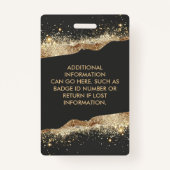 Verbluffende zwarte en gouden Glitter Salon ID Badge (Achterkant)