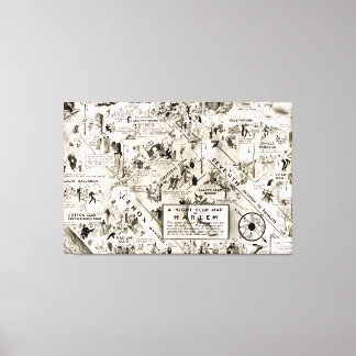 Verbod Era Harlem, New York Speakeasy Map Canvas Afdruk