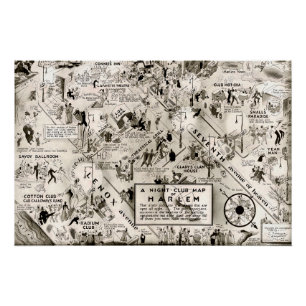 Verbod Era Harlem, New York Speakeasy Map Perfect Poster