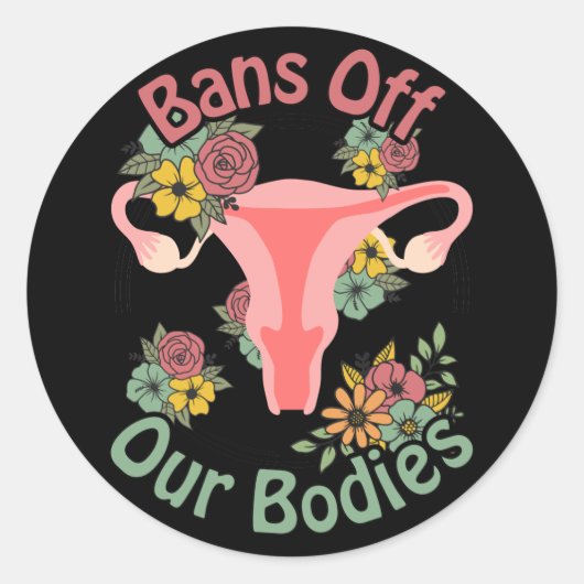 Verbod op onze lichamen ronde sticker (Voorkant)