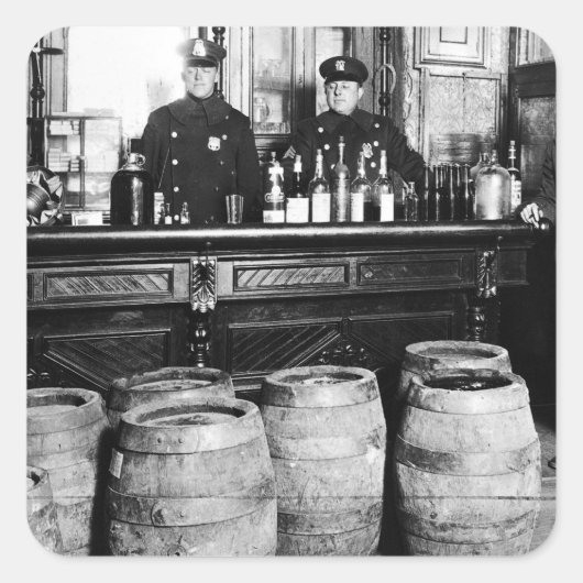 Verbod - Speakeasy Police Raid Bootlegger - M Vierkante Sticker (Voorkant)