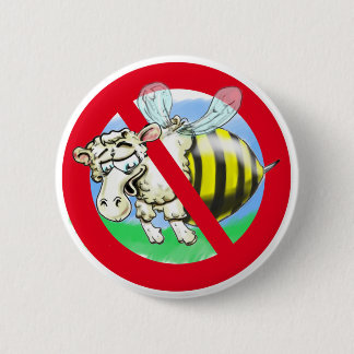 Verboden bij schapen ronde button 5,7 cm