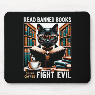 Verboden boeken lezen Drink Coffee Fight Evil Book Muismat