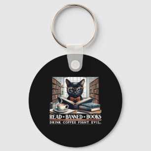 Verboden boeken lezen Drink Coffee Fight Evil Book Sleutelhanger