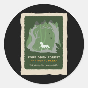 Verboden Bos Nationaal Park Magische Wezens ( Ronde Sticker