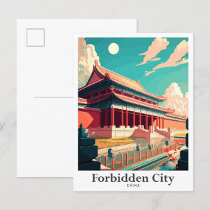 Verboden Stad Beijing China Reisillustratie Briefkaart