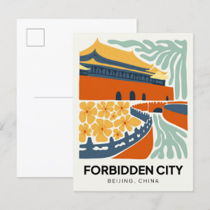 Verboden Stad Beijing China reizen bloemsierkunst Briefkaart