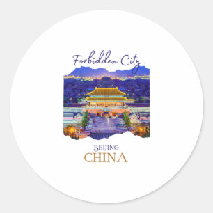 Verboden Stad Beijing China Souvenir Mannen Jongen Ronde Sticker