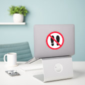 Verboden voetstappen teken vinyl sticker (Laptop op bureau)